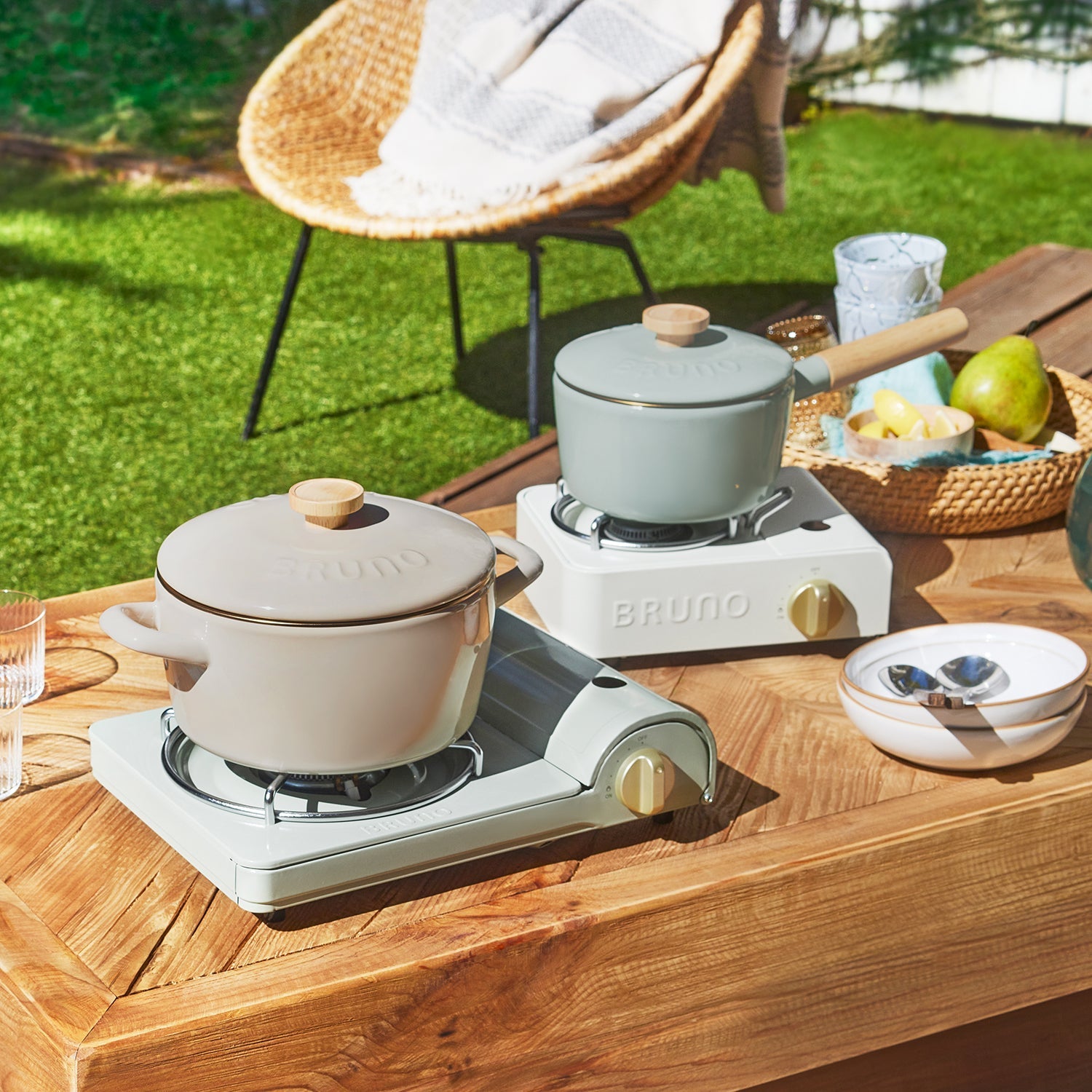 BRUNO 16cm Enamel Saucepan - Greige